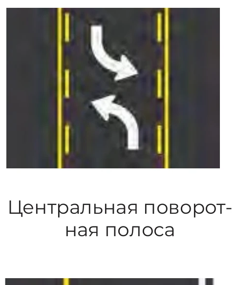Two-way left turn center lane with painted yellow line markings