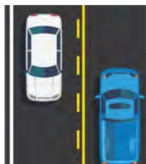 Road center lines showing solid yellow next to a broken yellow line