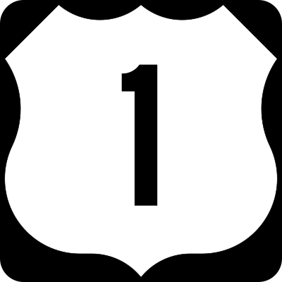 Black and white US Route highway marker sign